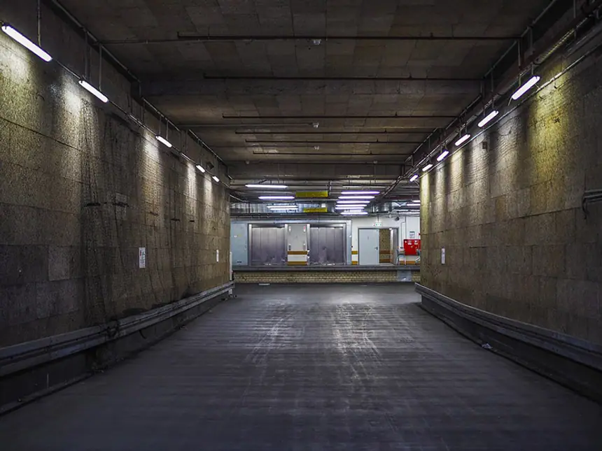 A resurfaced car park with fresh bay markings