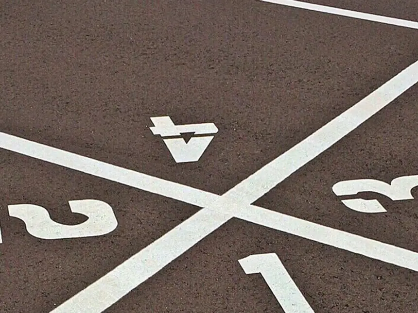 Play markings set out across a school playground