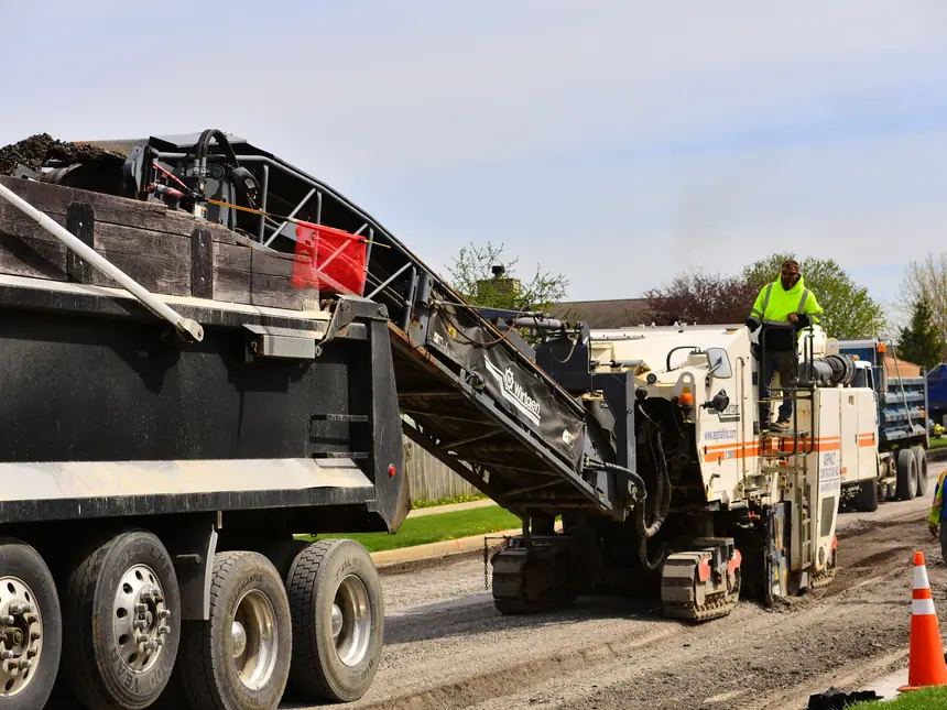 A planed-out area ready for new asphalt