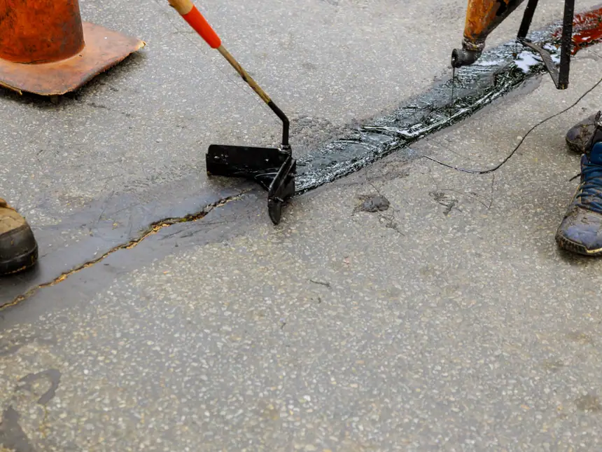 A worn surface being dressed over its cracking